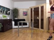 Babe licks her piss off table before frantic pussy play 4/16