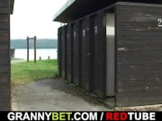 Granny gets nailed in the changing room 2/16