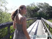 Busty Babe Kimber Lee Flashes and Gives BJ in Public Park! 3/16