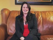 Casting amateur gives a blowjob POV and swallows