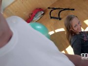 Russian Nympho fucks till she cries with pleasure at the gym 8/16