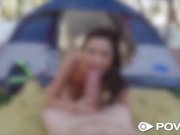 POVD Outdoor camping fuck with petite brunette Carolina Sweets 9/16