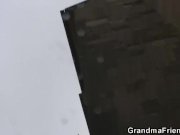 They film threesome with old granny 1/16