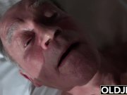 Grandfather fucks the hot maid fingers her young pussy and gets blowjob 9/16