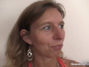Hot threesome with sexy grandma in lingerie 2/16