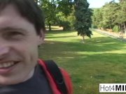 Hot blonde MILF has a threesome at the park 3/16