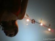 Redhead in a red dress rubs her pussy 6/16