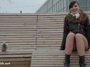 Jeny Smith upskirt no panties pantyhose in public 13/16