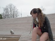 Jeny Smith upskirt no panties pantyhose in public 14/16