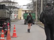 Jeny Smith upskirt no panties pantyhose in public 9/16