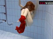 Sexy hot girl swimming in the pool 9/16