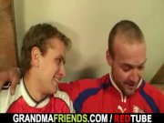 Two football fans bang old bitch 6/16
