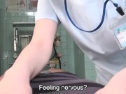 Subtitles CFNM Japanese female doctor handjob 6/16