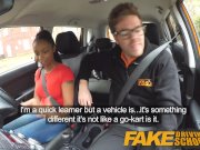 Fake Driving School ebony learner with big tits is worst driver yet 8/16