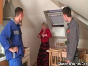 Old blonde spreads legs for two cocks 11/16