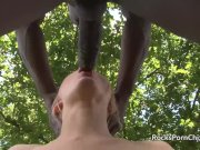 Black guy fucks skinny little blonde outdoors 12/16