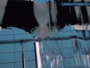 Hot blondie in stockings swims 10/16