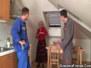 Old grandma spreads legs for two repairmen 11/16