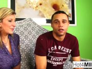 Busty blonde MILFs share some young black cock 4/16