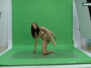 Big boobs Nicole on the green screen spreading 12/16