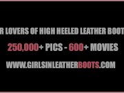 Busty blonde in latex corset nylons sexy leather boots fingering wet pussy 1/16