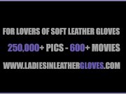 Blonde Milf strips off sexy white lingerie fingers pussy in leather gloves 1/16