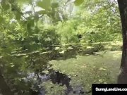 Dirty Blonde Babe Sunny Lane Finger Fucks Her Pussy Outside! 10/16