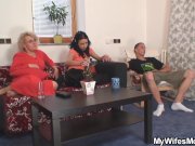 She finds her old mom riding husband's cock 1/16