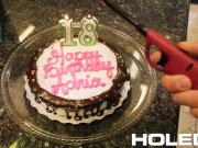 HOLED Happy birthday anal fuck and creampie with brunette Adria Rae 1/16