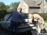 Wife finds her old mom and BF fucking in the garden 6/16