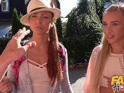 Fake Hostel - Hot slim blonde fucked hard after lesbian friend blocked