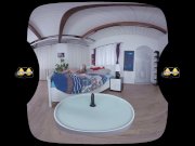 Virtual reality porn with Mag Ray toying her pussy with a black dildo 3/16