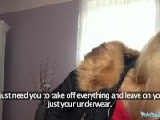 Public Agent Hot blondes gets a mouthful of cum after fucking for cash 6/16