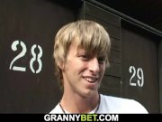 He fucks blonde granny in the changing room 2/16