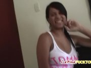 Wide mouthed Latina chokes on white cock 2/16