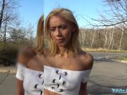 Public Agent Big cock gets blondes tight pussy wet in public forest fuck 3/16