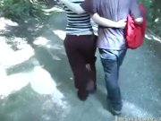 Amateur couple goes for a hike and fucks in the woods 1/16