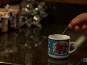 OLD4K. Blonde and old husband interrupted tea to make love on sofa 2/16