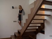 OLD4K. Blonde and old husband interrupted tea to make love on sofa 4/16