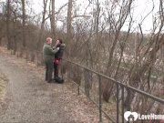Cute woman and an older dude fuck outdoors 3/16
