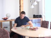 Geeky brunette chick riding a hard cock 1/16