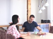 Geeky brunette chick riding a hard cock 2/16