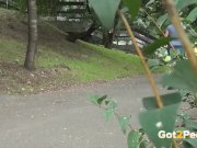 Got2Pee - Hot brunette relieves her pee desperation in the city 1/16