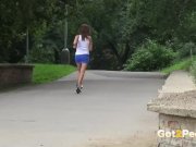 Got2Pee - Hot brunette relieves her pee desperation in the city 16/16