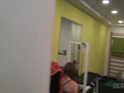 HUNT4K. Man for money let stranger fuck his slutty girlfriend in gym 1/16