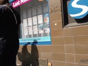 HUNT4K. Slim brunette fucked by guy in front of her nerdy cuckold 1/16