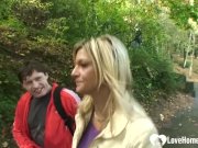 Blonde cutie gets shafted in the woods 3/16