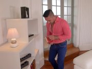 Top-heavy blondie Kyra Hot takes his big hard cock up her shaved wet pink 3/16