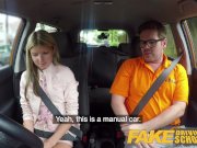 Fake Driving School Hot and lonely blonde Russian fucked to orgasm in car 4/16