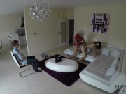 HUNT4K. Submissive cuckold watches slutty GF fucked hard by lover 11/16